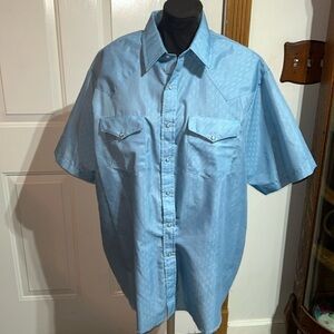 Express Riders Baby Blue Western Cowboy Snap Button Shirt Top Size XL